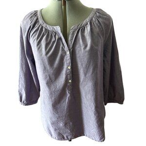 Old Navy Womens Purple 3/4 Sleeve V Neck Cotton Blouse Size M Lightweight Summer